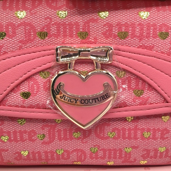 NIB Juicy Couture Pink Heart Mini Shoulder Bag + Heart Coin Purse Set Y2K - Picture 15 of 16
